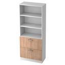 Regal SIGNA G 7300 in Weiß und Nussbaum mit zwei Schubladen und Chromgriffen von hjh OFFICE PRO