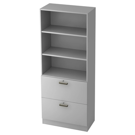 Graues Regal SIGNA G 7300 aus Kunststoff mit drei offenen Fächern und zwei Schubladen von hjh OFFICE PRO