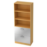 Regal SIGNA G 7300 aus buchefarbenem Holz mit zwei silbernen Schubladen und Chromgriffen von hjh OFFICE PRO