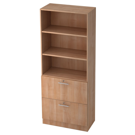 Regal SIGNA G 7300 in Nussbaum-Optik mit drei offenen Fächern und zwei Schranktüren von hjh OFFICE PRO