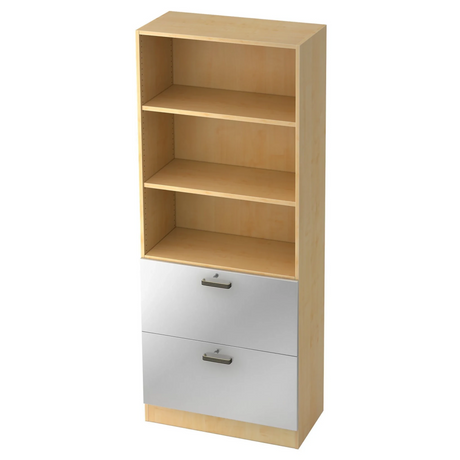 Regalkombination SIGNA G 7300 in Ahornoptik mit zwei silbernen Kunststoff-Schubladen von hjh OFFICE PRO