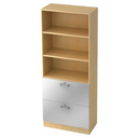 Regal SIGNA G 7300 aus hellem Ahornholz mit zwei silbernen Schubladen und Chromgriffen von hjh OFFICE PRO