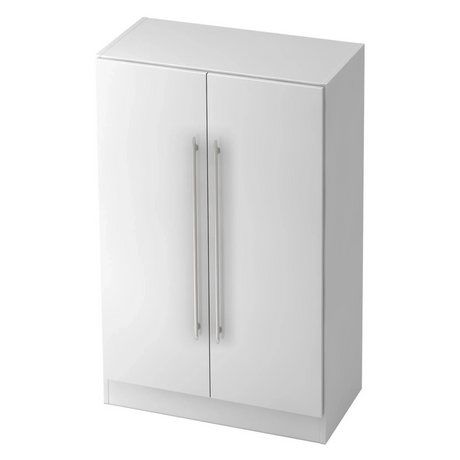 Weißer Aktenschrank SIGNA G 7550 aus Kunststoff mit zwei Türen und silbernen Relinggriffen von hjh OFFICE PRO