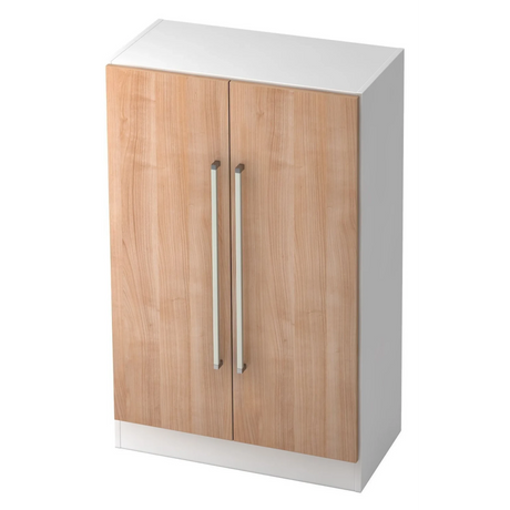 Schrank SIGNA G 7550 in Weiß und Nussbaum mit zwei Chromgriffen von hjh OFFICE PRO