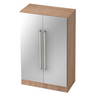 Schrank SIGNA G 7550 in Nussbaum-Optik mit silbernen Metalltüren und zwei Chromgriffen von hjh OFFICE PRO