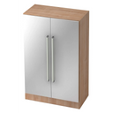 Schrank SIGNA G 7550 in Nussbaum-Optik mit silbernen Metalltüren und zwei Chromgriffen von hjh OFFICE PRO