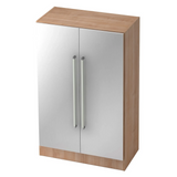 Schrank SIGNA G 7550 in Nussbaum-Optik mit silbernen Metalltüren und zwei Chromgriffen von hjh OFFICE PRO