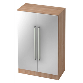Schrank SIGNA G 7550 in Nussbaum-Optik mit silbernen Metalltüren und zwei Chromgriffen von hjh OFFICE PRO