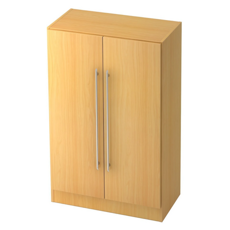 Aktenschrank SIGNA G 7550 in Buche-Optik mit zwei Türen und silbernen Relinggriffen von hjh OFFICE PRO