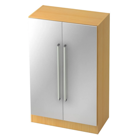 Schrank SIGNA G 7550 in Buche und Silber mit zwei Metallfronten und Chromgriffen von hjh OFFICE PRO