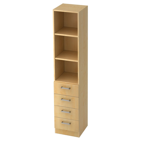 Hoher Aktenschrank SIGNA G 7600 aus hellem Ahornholz mit drei offenen Fächern und vier Schubladen von hjh OFFICE PRO