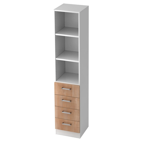Regal SIGNA G 7600 in Weiß und Nussbaum mit drei offenen Fächern und vier Schubladen von hjh OFFICE PRO