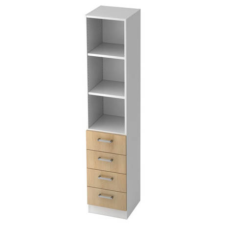 Regal SIGNA G 7600 in Weiß und Eiche mit vier Schubladen und offenen Ablagefächern von hjh OFFICE PRO