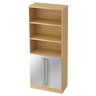 Regalschrank SIGNA G 7700 aus hellem Ahornholz mit silbernen Metalltüren und Griffen von hjh OFFICE PRO