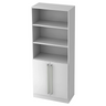 Weißes Regal SIGNA G 7700 mit drei offenen Ablagefächern und einem Schrank mit Chromgriffen von hjh OFFICE PRO