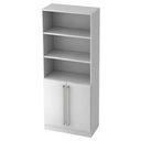 Weißes Regal SIGNA G 7700 mit drei offenen Ablagefächern und einem Schrank mit Chromgriffen von hjh OFFICE PRO