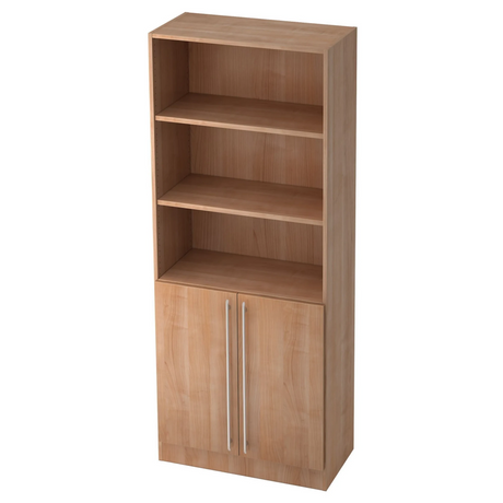 Regal SIGNA G 7700 in Nussbaum-Optik mit drei offenen Fächern und einem geschlossenen Schrank von hjh OFFICE PRO
