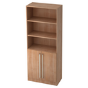 Regalschrank SIGNA G 7700 in Nussbaum-Optik mit offenen Fächern und zwei Türen mit Chromgriffen von hjh OFFICE PRO