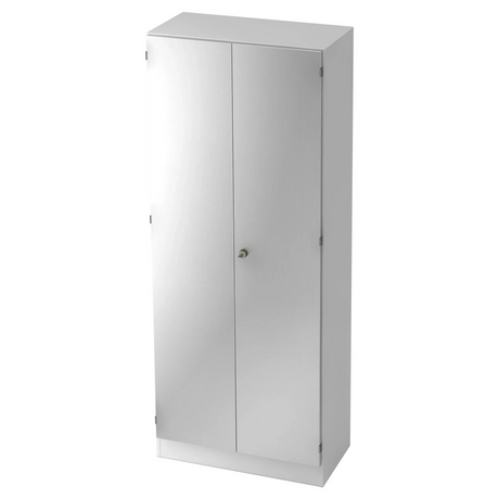 Metallschrank SIGNA K 6100 SG in Weiß-Silber mit zwei Türen und einem zentralen Griff von hjh OFFICE PRO