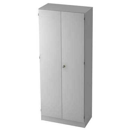 Grauer Metallschrank SIGNA K 6100 SG mit zwei Türen und einem zentralen Schlossgriff von hjh OFFICE PRO