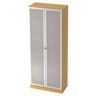 Aktenschrank SIGNA K 6100G SG in Buche mit zwei silbernen Glastüren und Regalböden von hjh OFFICE PRO