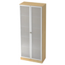 Aktenschrank SIGNA K 6100G SG in Ahorn-Optik mit zwei mattierten Glastüren und silbernen Rahmen von hjh OFFICE PRO
