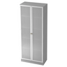 Grauer Aktenschrank SIGNA K 6100G SG mit zwei matten Glastüren und silbernen Griffen von hjh OFFICE PRO