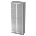 Grauer Aktenschrank SIGNA K 6100G SG mit zwei matten Glastüren und silbernen Griffen von hjh OFFICE PRO