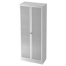 Weißer Aktenschrank SIGNA K 6100G SG mit zwei mattierten Glastüren in Silber von hjh OFFICE PRO