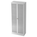 Weißer Aktenschrank SIGNA K 6100G SG mit zwei mattierten Glastüren in Silber von hjh OFFICE PRO