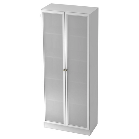 Weißer Aktenschrank SIGNA K 6100G SG mit zwei mattierten Glastüren in Silber von hjh OFFICE PRO