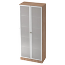 Aktenschrank SIGNA K 6100G SG in Nussbaum-Optik mit zwei mattierten Glastüren in Silber von hjh OFFICE PRO
