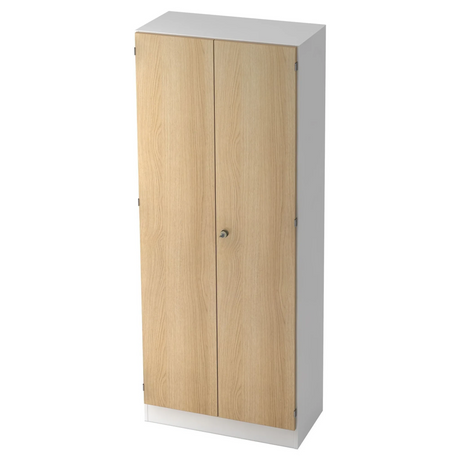 Aktenschrank SIGNA K 6200 SG in Weiß und Eiche mit zwei Türen und einem Schloss von hjh OFFICE PRO