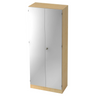 Schrank SIGNA K 6200 SG aus hellem Ahornholz mit silbernen Fronten und einem Schloss von hjh OFFICE PRO