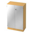 Aktenschrank SIGNA K 6550 SG in Buche mit zwei silbernen Türen und Schloss von hjh OFFICE PRO