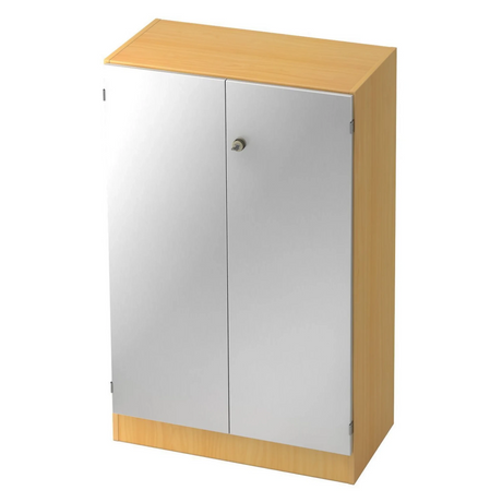 Aktenschrank SIGNA K 6550 SG in Buche mit zwei silbernen Türen und Schloss von hjh OFFICE PRO