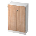 Schrank SIGNA K 6550 SG in Weiß mit zwei Fronten in Nussbaum-Optik und einem Schloss von hjh OFFICE PRO