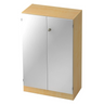 Schrank SIGNA K 6550 SG in Ahorn-Optik mit zwei silberfarbenen Türen und Schloss von hjh OFFICE PRO