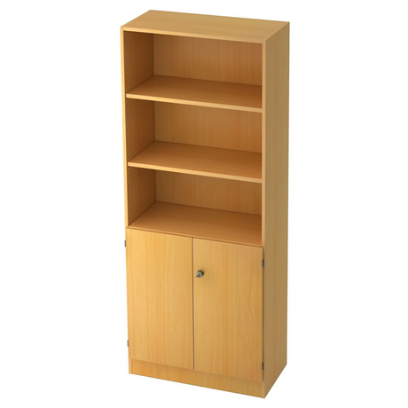 Regal SIGNA K 6770 SG in Buche-Optik mit drei offenen Ablagen und einem geschlossenen Schrank von hjh OFFICE PRO