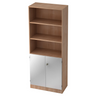 Regal SIGNA K 6770 SG in Nussbaum-Optik mit drei offenen Fächern und einem silbernen Schrankunterschrank von hjh OFFICE PRO