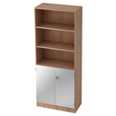 Regal SIGNA K 6770 SG in Nussbaum-Optik mit drei offenen Fächern und einem silbernen Schrankunterschrank von hjh OFFICE PRO