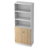 Regal SIGNA K 6770 SG in Weiß und Eiche mit drei offenen Ablagen und einem zweitürigen Unterschrank von hjh OFFICE PRO