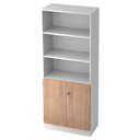 Regal SIGNA K 6770 SG in Weiß mit drei offenen Fächern und einem nussbaumfarbenen Unterschrank von hjh OFFICE PRO