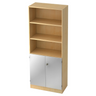 Regalschrank SIGNA K 6770 SG in Ahorn-Optik mit drei offenen Fächern und silbernem Schrankelement von hjh OFFICE PRO