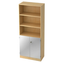 Regalschrank SIGNA K 6770 SG in Ahorn-Optik mit drei offenen Fächern und silbernem Schrankelement von hjh OFFICE PRO