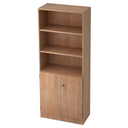 Regal SIGNA K 6770 SG in Nussbaum-Optik mit drei offenen Ablagen und einem zweitürigen Unterschrank von hjh OFFICE PRO