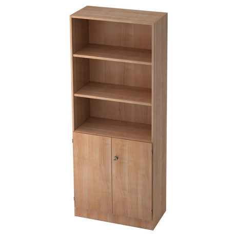 Regal SIGNA K 6770 SG in Nussbaum-Optik mit drei offenen Ablagen und einem zweitürigen Unterschrank von hjh OFFICE PRO