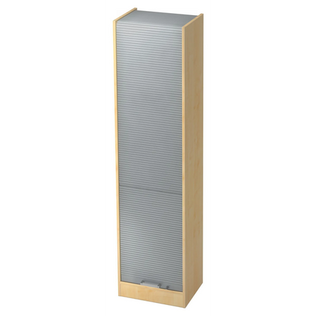 Schrank SIGNA R 50 in Ahorn und Silber mit grauen Lamellentüren und Chromgriff von hjh OFFICE PRO
