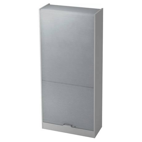 Grauer Aktenschrank SIGNA R 90 aus Metall mit Lamellentüren und Chromgriff von hjh OFFICE PRO
