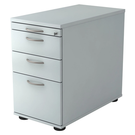 Grauer Metall-Standcontainer SIGNA SC40 mit vier Schubladen und Bogengriffen von hjh OFFICE PRO